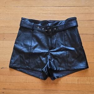 Altar'd State, Black, Faux Leather High Waist Shorts, Belt, EUC, Women's L